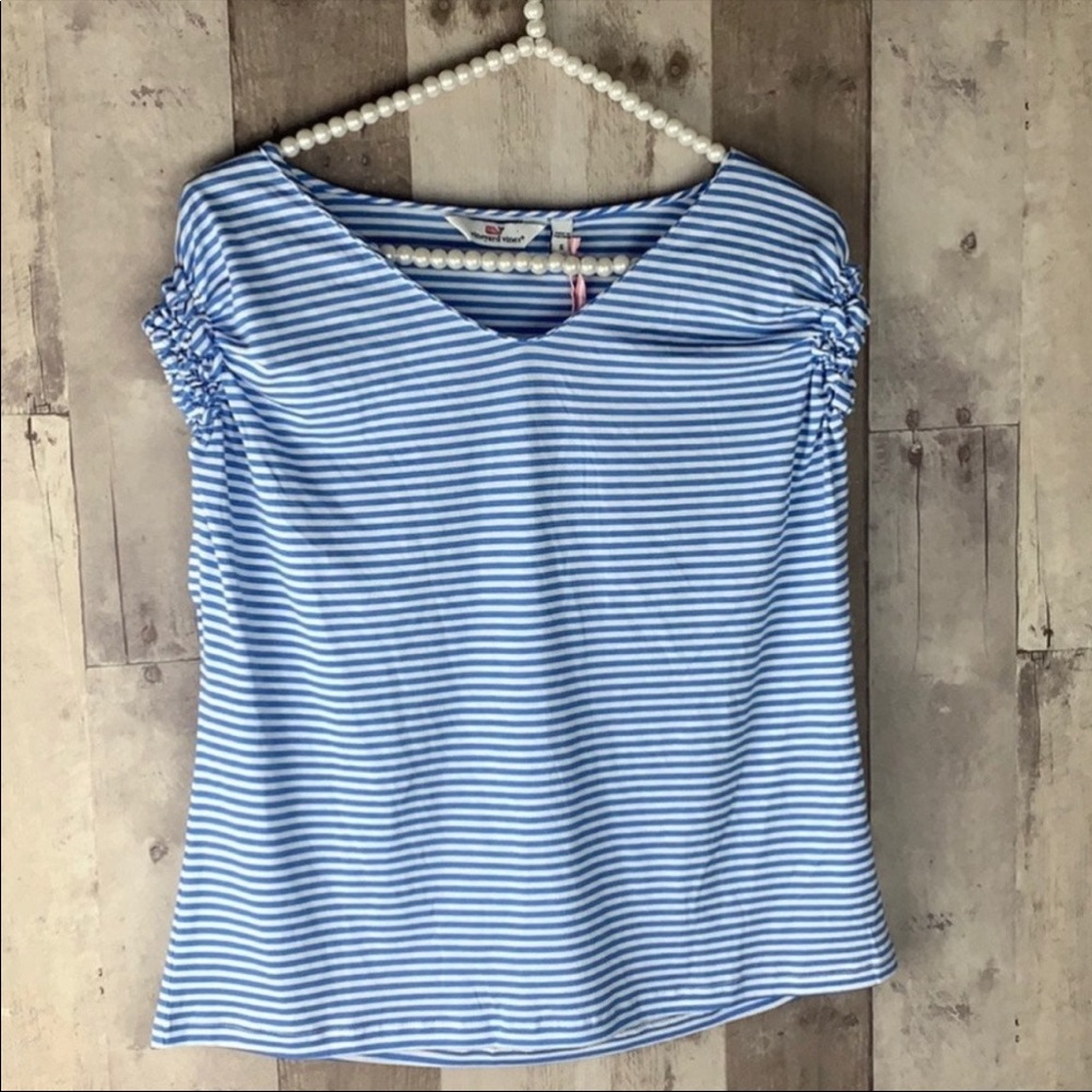 NWT Vineyard Vines Striped Gathered Sleeve Tee size small